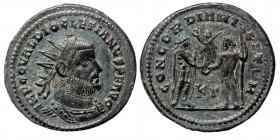 Diocletian (284-305) AE23 Antoninianus, Cyzikus, struck AD 295-299. 
IMP CC VAL DIOCLETIANVS PF AVG - radiate, draped and cuirassed bust right 
Rev: C...