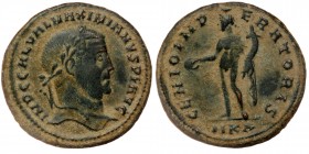 Galerius (305-311) A27EFollis, Cyzicus mint, 4th officina. 
IMP C GAL VAL MAXIMIANVS P F AVG, laureate head right 
GENIO IMP ERATORIS, Genius standing...
