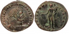 Galerius, 305-311. Follis. Heraclea. 
IMP C GAL VAL MAXIMIANVS P F AVG Laureate head of Galerius to right. 
Rev. GENIO IMP-E-RATORIS / HTΓ Genius, nud...