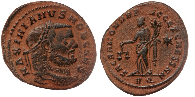 Galerius. As Caesar, A.D. 293-305. AE follis Rome mint, struck A.D. 302-5. 
MAXI...