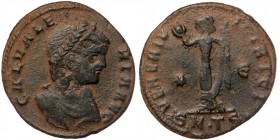 Galeria Valeria (wife of Galerius) AE Nummus. Thessalonica, AD 308-310. 
GAL VALERIA AVG, laureate, diademed and draped bust right, wearing necklace.
...