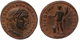 Galerius. A.D. 305-311. AE follis Antioch mint. 
IMP C GAL V MAXIMIANVS P F AVG, laureate head right. 
Rev: GENIO IMPERATORIS Genius standing left by ...