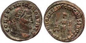 CONSTANTIUS I (Caesar, 293-305). Follis AE
Laureate head right.
Rev: Moneta standing left, holding scales and cornucopia.
9.84 gr. 28 mm