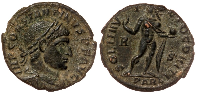 Constantine I Arles, AD 314-315. AE
Laureate, draped and cuirassed to bust to ri...