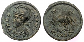 Commemorative Series (330-354) AE19 Follis Constantinopolis, under Constantine I, 333-335. 
VRBS ROMA Helmeted and mantled bust of Roma to left. 
Rev....