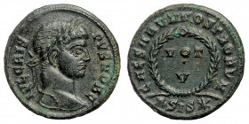 CRISPUS (Caesar, 316-326). AE19 follis. Siscia.
Obv: IVL CRISPVS NOB C Laureate head right.
Rev: CAESARVM NOSTRORVM / ΓSIS (star) VOT / V in two lines...