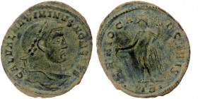 Maximinus II, as Caesar (305-309). AE28 Follis Heraclea, 308-309. 
GAL VAL MAXIMINVS NOB CAES Laureate head of Maximinus II to right. 
Rev. GENIO CA-E...