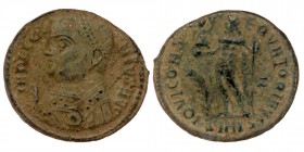 Licinius I AD (308-324). AE19 silvered follis, Nicomedia
IMP LICINVS AVG, draped, cuirassed and laureate bust to left, holding sceptre and mappa 
Rev:...