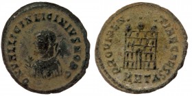 Licinius II (son of Licinius I), as Caesar, AE19 Follis. Heraclea, 317 AD. 
D N VAL LICIN LICINIVS NOB C, laureate and draped bust left, with sceptre ...