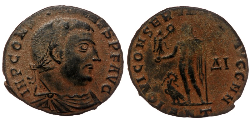 Licinius I AD 308-324. Antioch AE
Laureate head right
Rev: Jupiter standing left...