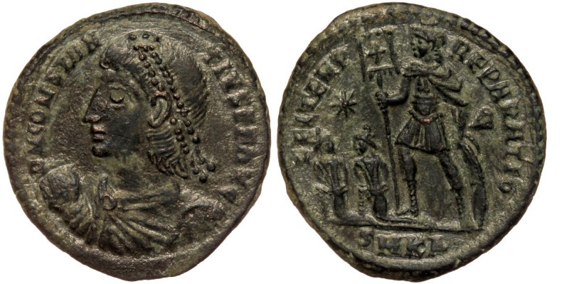 CONSTANTIUS II (337-361). Ae. Cyzicus.
Diademed, draped and cuirassed bust left,...