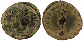 Constantius II, 337 - 361 AD AE Follis, Constantinople Mint
Diademed, draped and cuirassed bust of Constantinus right.
Rev: Radiate phoenix standing f...