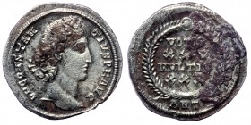 Constantius II (337-361), AR Siliqua, Antioch, late AD 347 - 6 November AD 355, 
D N CONSTANTIVS P F AVG diademed head right, 
Rev: VOTIS XXV / MVLTIS...