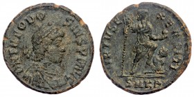 Theodosius I (379-395) AE23 majorina struck AD 387-392. Cyzicus mint. 
D N THEODO-SIVS P F AVG diademed, draped and cuirassed bust of Theodosius I rig...