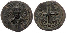 Time of Nicephorus III, (ca 1078-1081). AE25 Anonymous Follis Class I, Constantinopolis. 
Bust of Christ facing, nimbate and slightly forked beard, we...