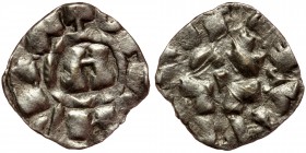 Italy, Lucca. Henry III-V. 1039-1125. AR denaro
monogram of Otto
Rev: around central pellet. 
Biaggi 1056; Metcalf 10-15.
0.75 gr. 16 mm