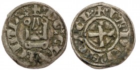 Crusaders, Principality of Achaea. Charles II de Anjou, 1285-1289. AR/ Bl Denier Tournois Glarenza (modern Kyllini in Elis). 
+•K• R PRINC ACh'• aroun...