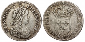 France, Kingdom. Louis XIV 'the Sun King' (AD 1643-1715) AR
laureate and draped bust right.
crowned coat-of-arms;
Gadoury 112; Duplessy 1472.
2,18 gr....