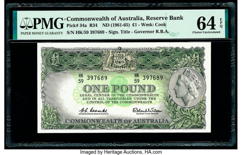 Australia Commonwealth Bank of Australia 1 Pound ND (1961-65) Pick 34a R34 PMG C...
