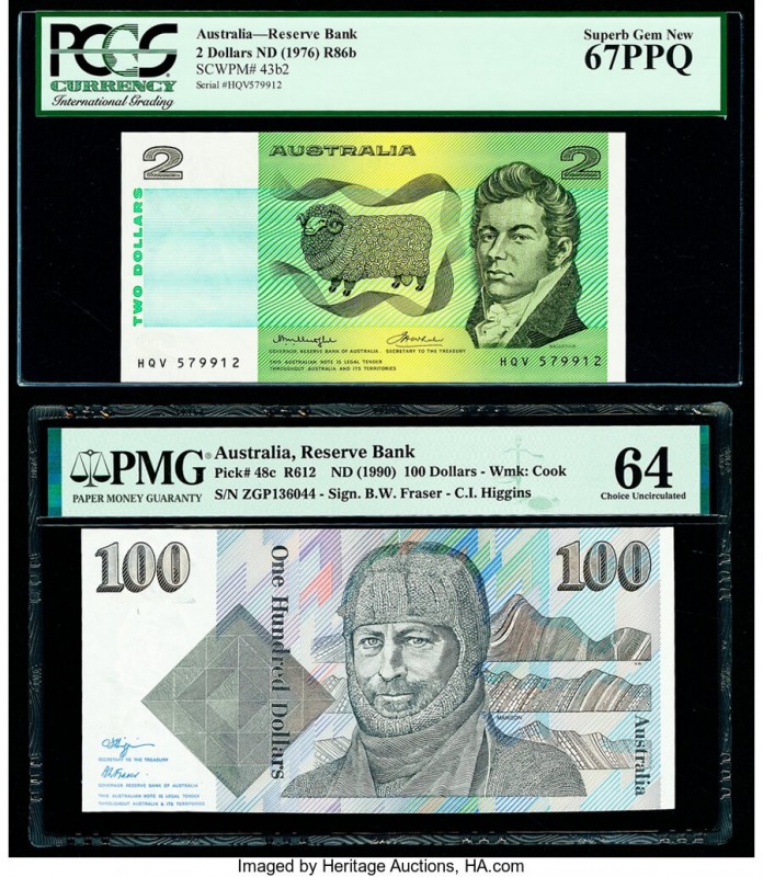 Australia Australia Reserve Bank 2; 100 Dollars ND (1976); ND (1990) Pick 43b2; ...