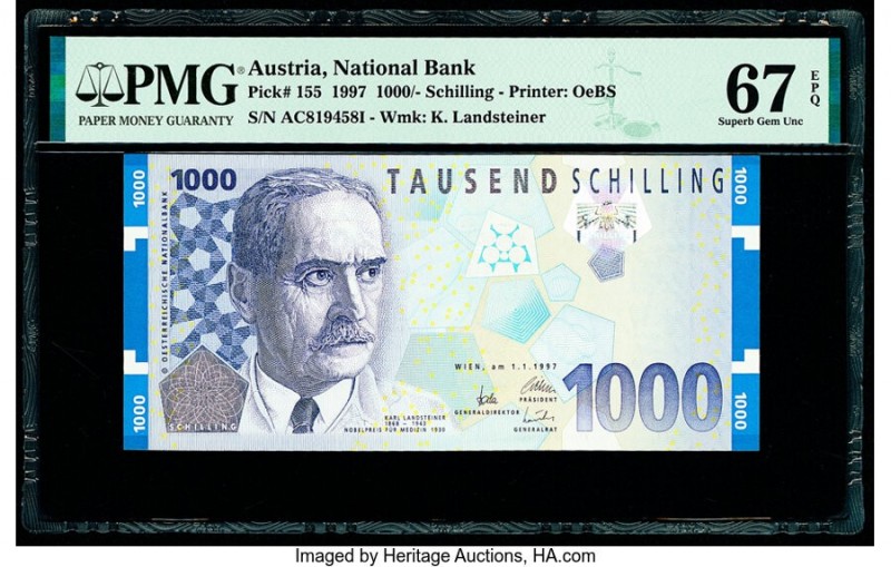 Austria Austrian National Bank 1000 Schilling 1.1.1997 Pick 155 PMG Superb Gem U...