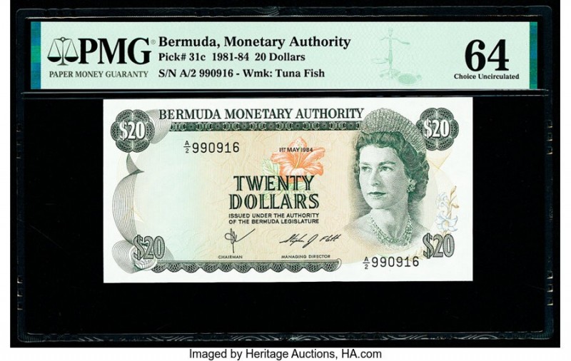 Bermuda Monetary Authority 20 Dollars 1.5.1984 Pick 31c PMG Choice Uncirculated ...