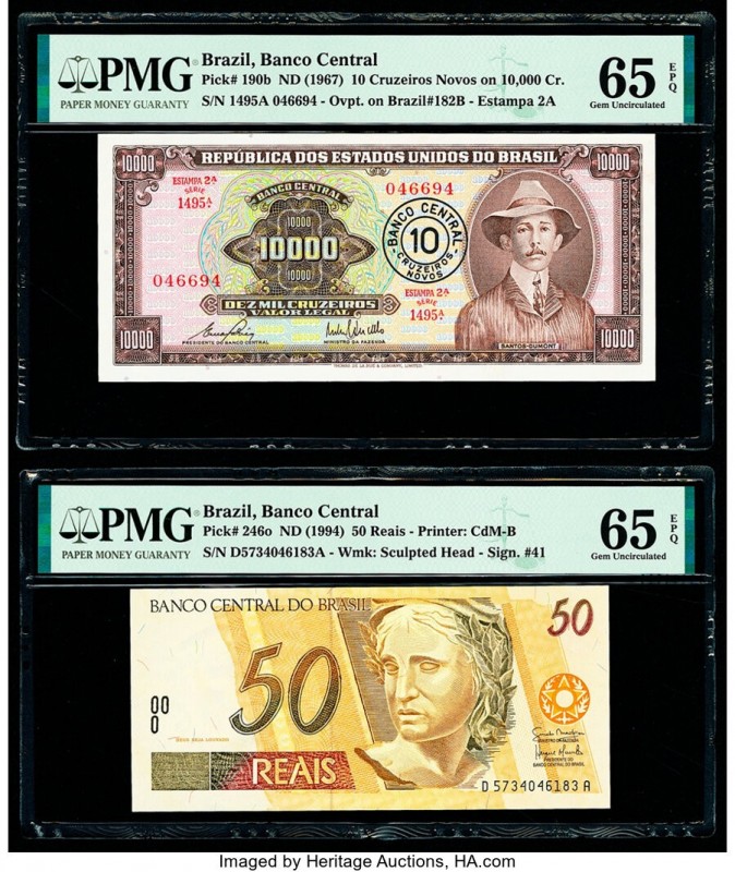Brazil Banco Central Do Brasil 10 Cruzeiros Novos on 10,000 Cr.; 50 Reais ND (19...