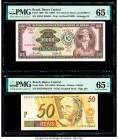 Brazil Banco Central Do Brasil 10 Cruzeiros Novos on 10,000 Cr.; 50 Reais ND (1967); ND (1994) Pick 190b; 246o Two Examples PMG Gem Uncirculated 65 EP...