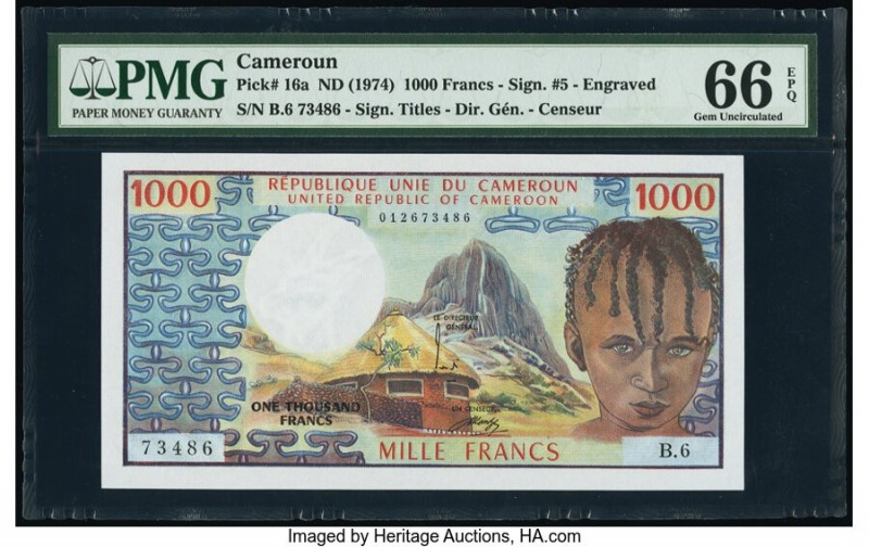 Cameroon Banque des Etats de l'Afrique Centrale 1000 Francs ND (1974) Pick 16a P...
