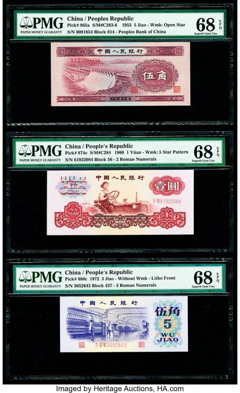 China People's Bank of China 5 Jiao; 1 Yuan; 5 Jiao 1953; 1960; 1972 Pick 865a; ...