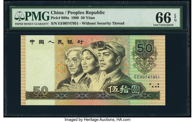 China People's Bank of China 50 Yuan 1980 Pick 888a PMG Gem Uncirculated 66 EPQ....