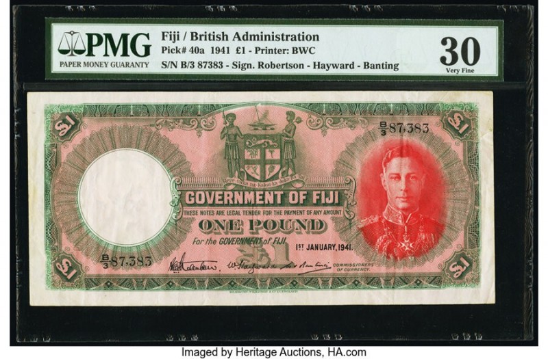 Fiji Government of Fiji 1 Pound 1.1.1941 Pick 40a PMG Very Fine 30. 

HID0980124...
