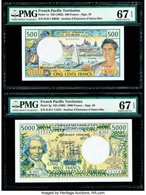 French Pacific Territories Institut d'Emission d'Outre Mer 500; 5000 Francs ND (...