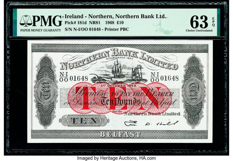 Ireland - Northern Northern Bank Limited 10 Pounds 1.10.1968 Pick 181d PMG Choic...