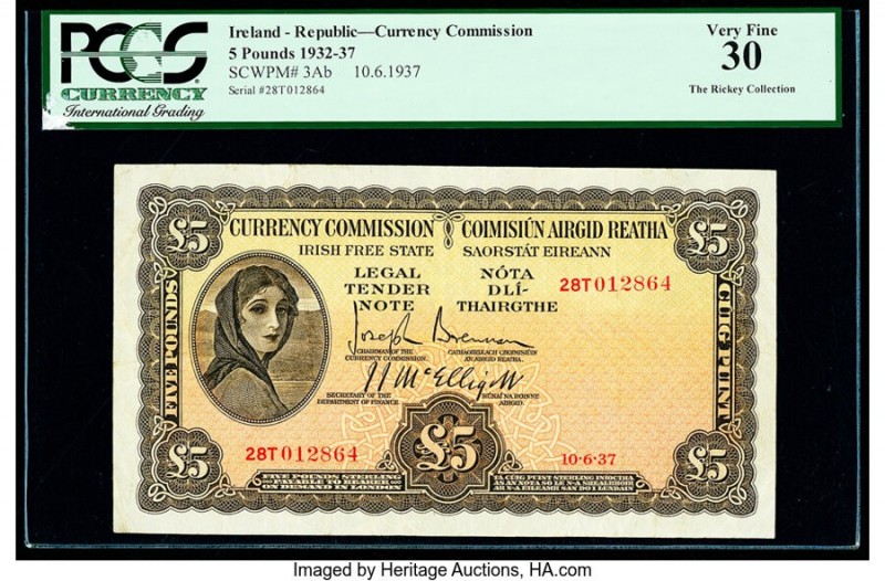 Ireland - Republic (Eire) Currency Commission 5 Pounds 10.6.1937 Pick 3Ab PCGS V...