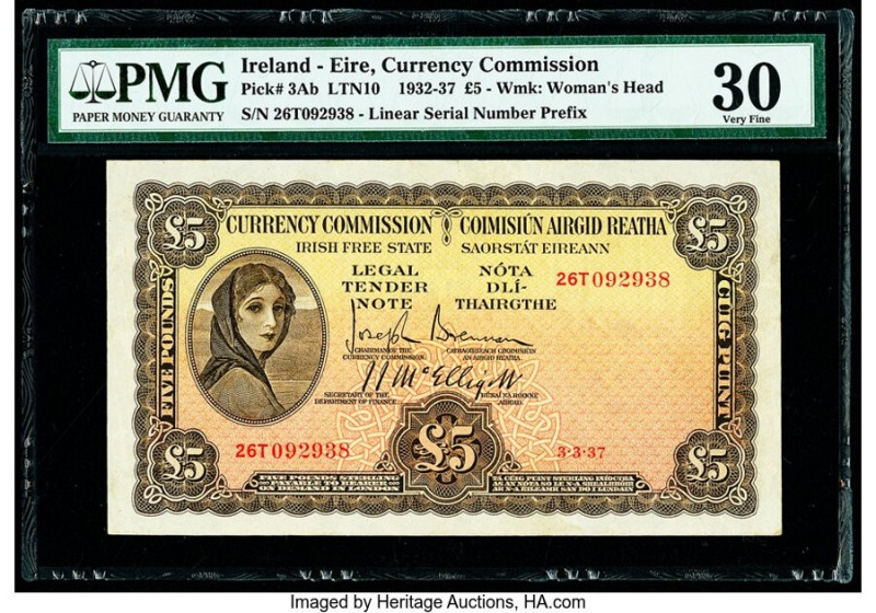 Ireland - Republic (Eire) Currency Commission 5 Pounds 3.3.1937 Pick 3Ab PMG Ver...