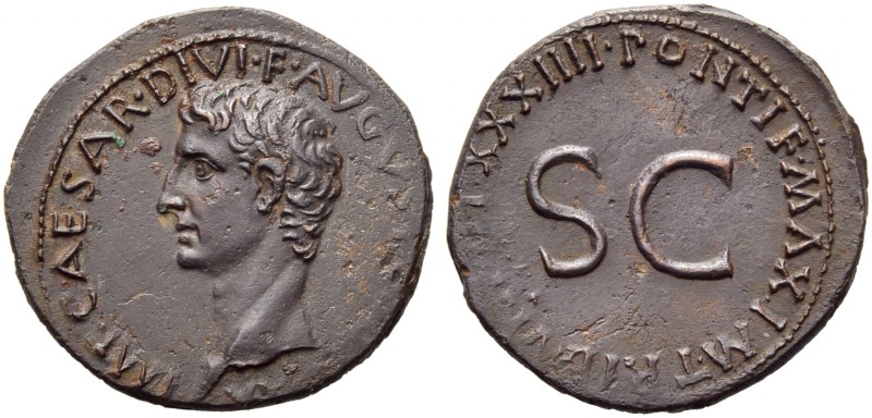 Augustus (27 BC - AD 14), As, Rome, AD 11-12; AE (g 11,13; mm 29; h 1); IMP CAES...