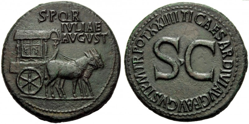 Julia, daughter of Augustus, Sestertius, Rome, AD 22-23; AE (g 24,53; mm 35; h 3...