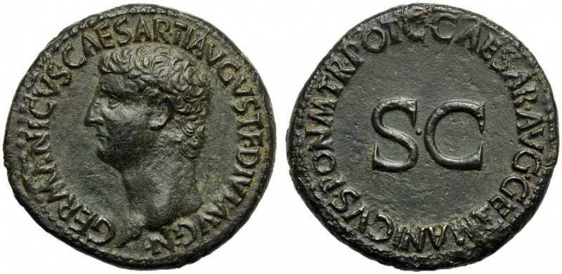 Germanicus, father of Caligula, As, Rome, AD 37-41; AE (g 11,17; mm 28; h 7); GE...