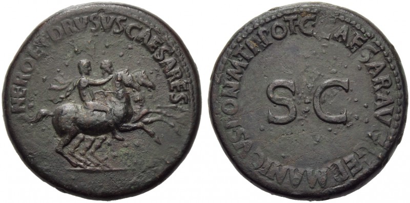 Nero and Drusus Caesares, brothers of Caligula, Dupondius, Rome, AD 37-38; AE (g...