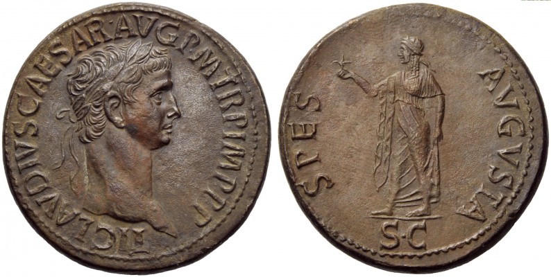 Claudius (41-54), Sestertius, Rome, c. AD 50-54; AE (g 29,43; mm 36; h 7); TI CL...