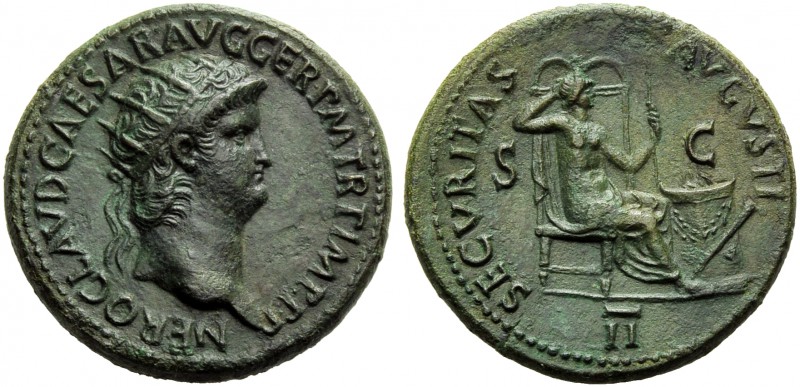 Nero (54-68), Dupondius, Rome, c. AD 64; AE (g 15,28; mm 30; h 6); NERO CLAVD CA...