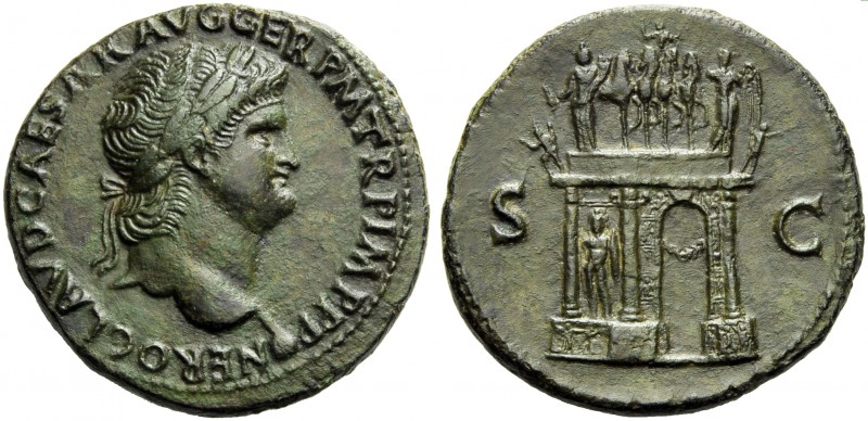Nero (54-68), Sestertius, Lugdunum, c. AD 65; AE (g 21,37; mm 34; h 7); NERO CLA...