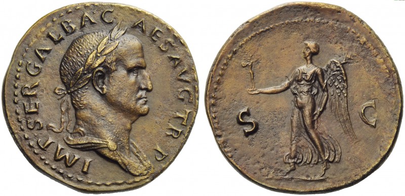 Galba (68-69), Sestertius, Rome, end of September or early October AD 68; AE (g ...