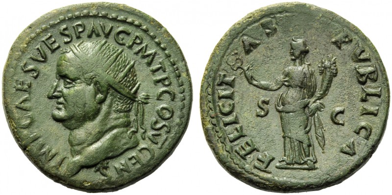 Vespasian (69-79), Dupondius, Rome, AD 74; AE (g 12,61; mm 27; h 6); IMP CAES VE...