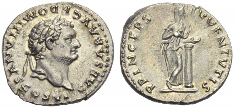 Domitian, as Caesar, Denarius, Rome, AD 79; AR (g 3,17; mm 18; h 6); CAESAR AVG ...