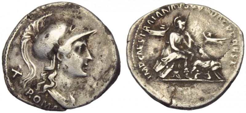 Trajan (98-117), Restitution Denarius, Rome, AD 98-117; AR (g 3,22; mm 20; h 7);...