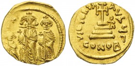 Heraclius with Heraclius Constantine and Heraclonas (610-641), Solidus, Constantinople, AD 632-635