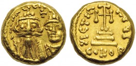 Constans II with Constantine IV (641-668), Solidus, Carthage, AD 641-668