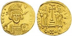 Constantine IV with Heraclius and Tiberius (668-685), Solidus, Constantinople, AD 674-681